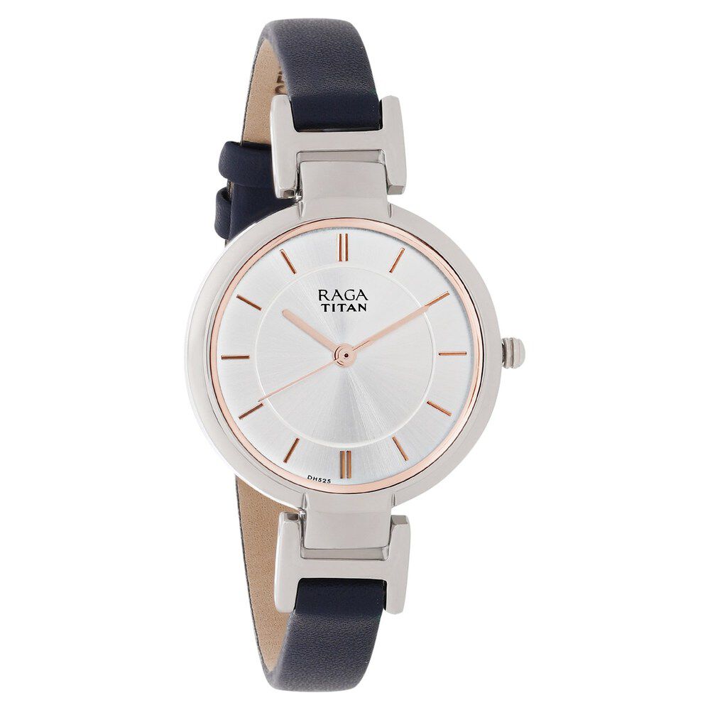Titan Raga Viva White Dial Analog Leather Strap watch for Women NR2608SL01