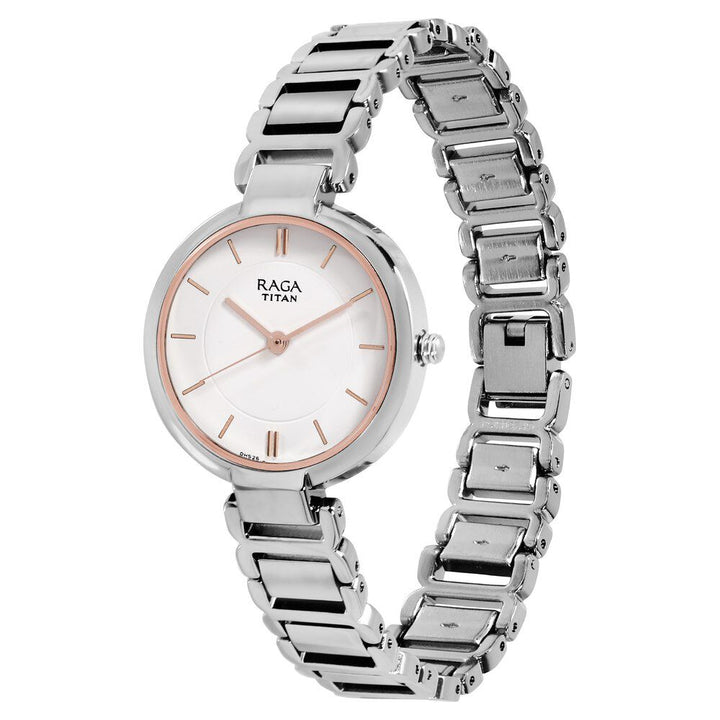 Titan Raga Viva White Dial Analog Metal Strap watch for Women NS2608SM01