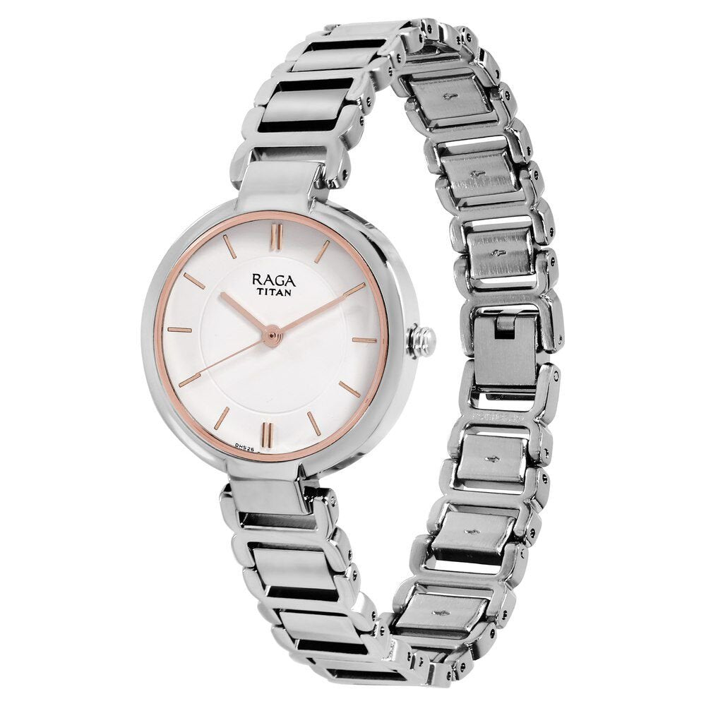 Titan Raga Viva White Dial Analog Metal Strap watch for Women - The Watch Factory ®
