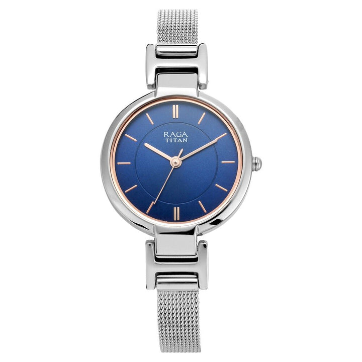 Titan Raga Viva Blue Dial Women Watch With Metal Strap NS2608SM02
