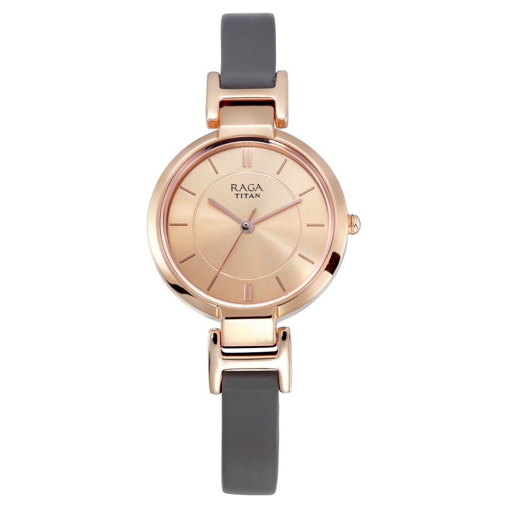 Titan Raga Viva Rose Gold Dial Analog Leather Strap watch for Women - The Watch Factory ®