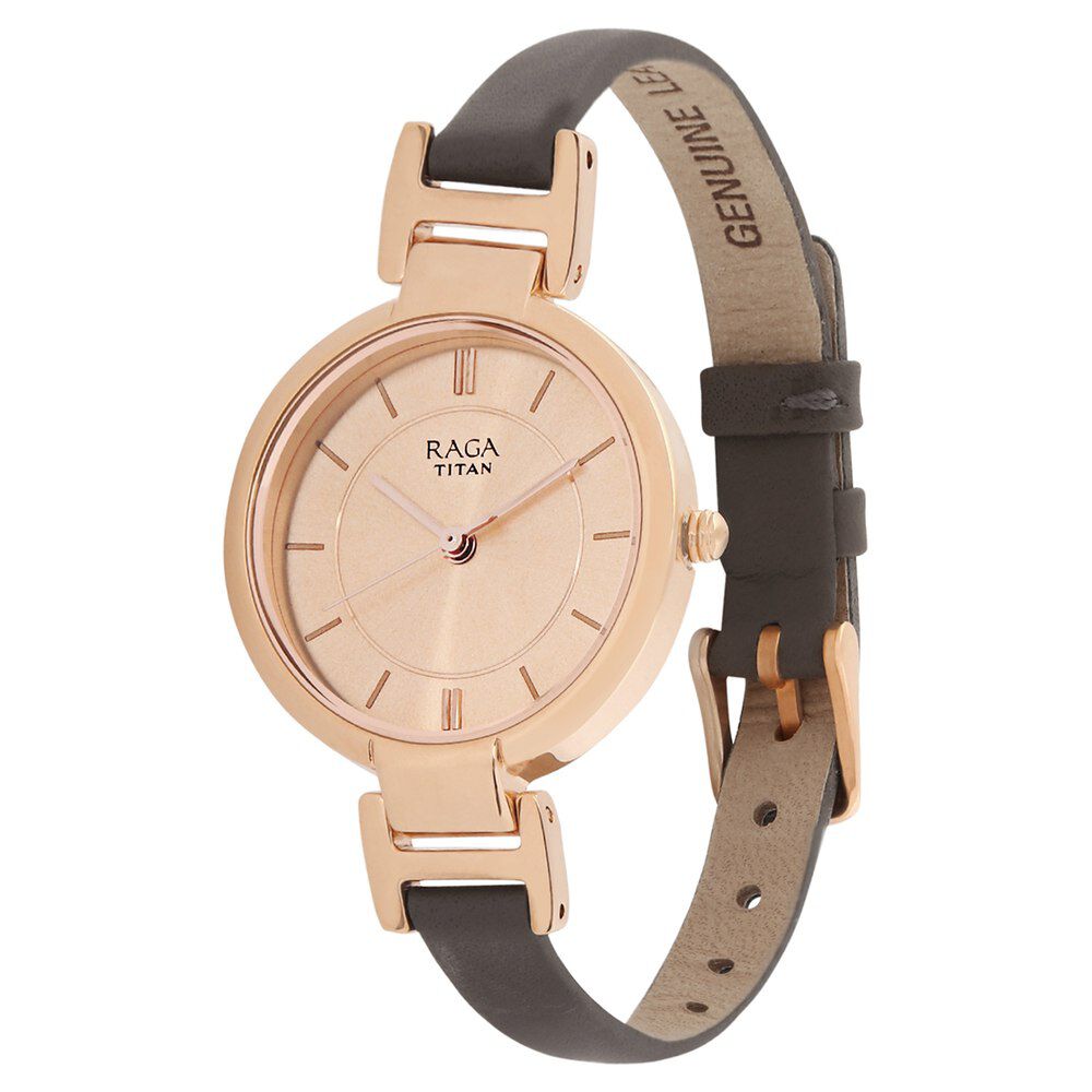 Titan Raga Viva Rose Gold Dial Analog Leather Strap watch for Women - The Watch Factory ®