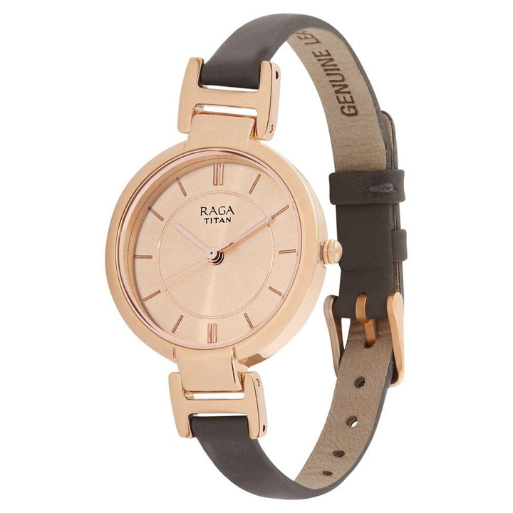 Titan Raga Viva Rose Gold Dial Analog Leather Strap watch for Women - The Watch Factory ®