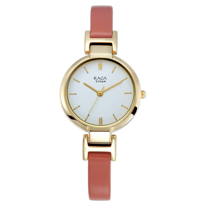 Titan Raga Viva White Dial Women Watch With Leather Strap NP2608YL01