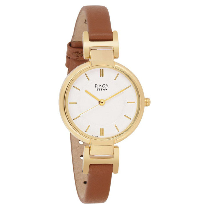 Titan Raga Viva White Dial Women Watch With Leather Strap NP2608YL01