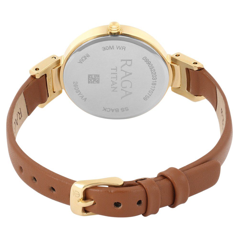 Titan Raga Viva White Dial Women Watch With Leather Strap NP2608YL01