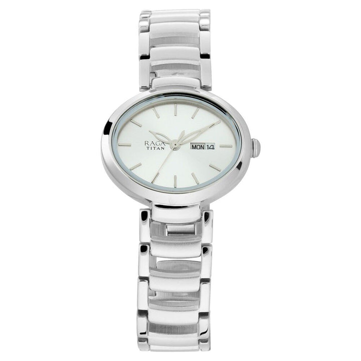Titan Raga Viva Silver Dial Analog with Day and Date Metal Strap Watch for Women - The Watch Factory ®