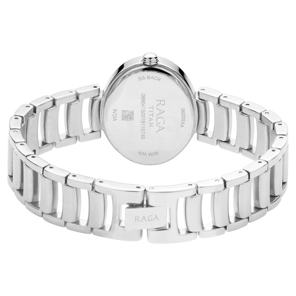 Titan Raga Viva Silver Dial Analog with Day and Date Metal Strap Watch for Women NS2620SM01