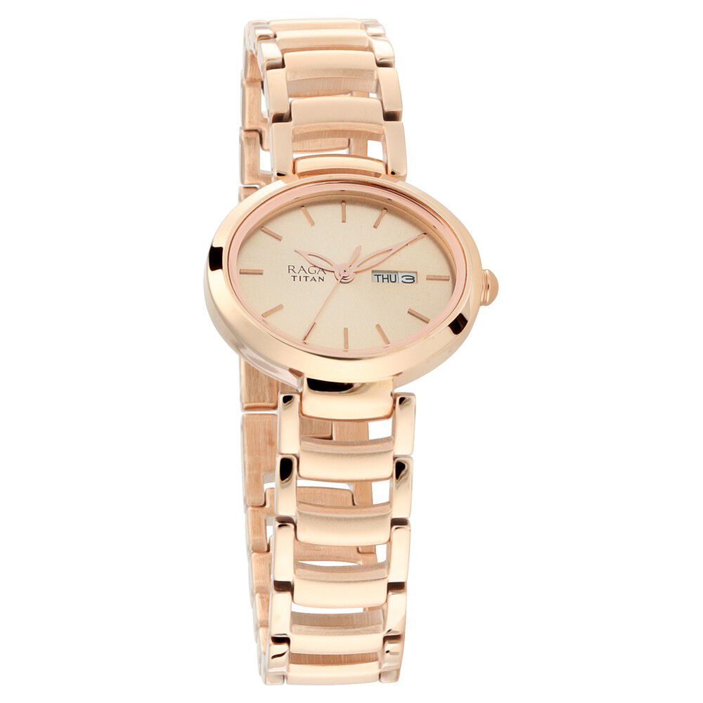 Titan Raga Viva Rose Gold Dial Women Watch With Metal Strap NS2620WM01