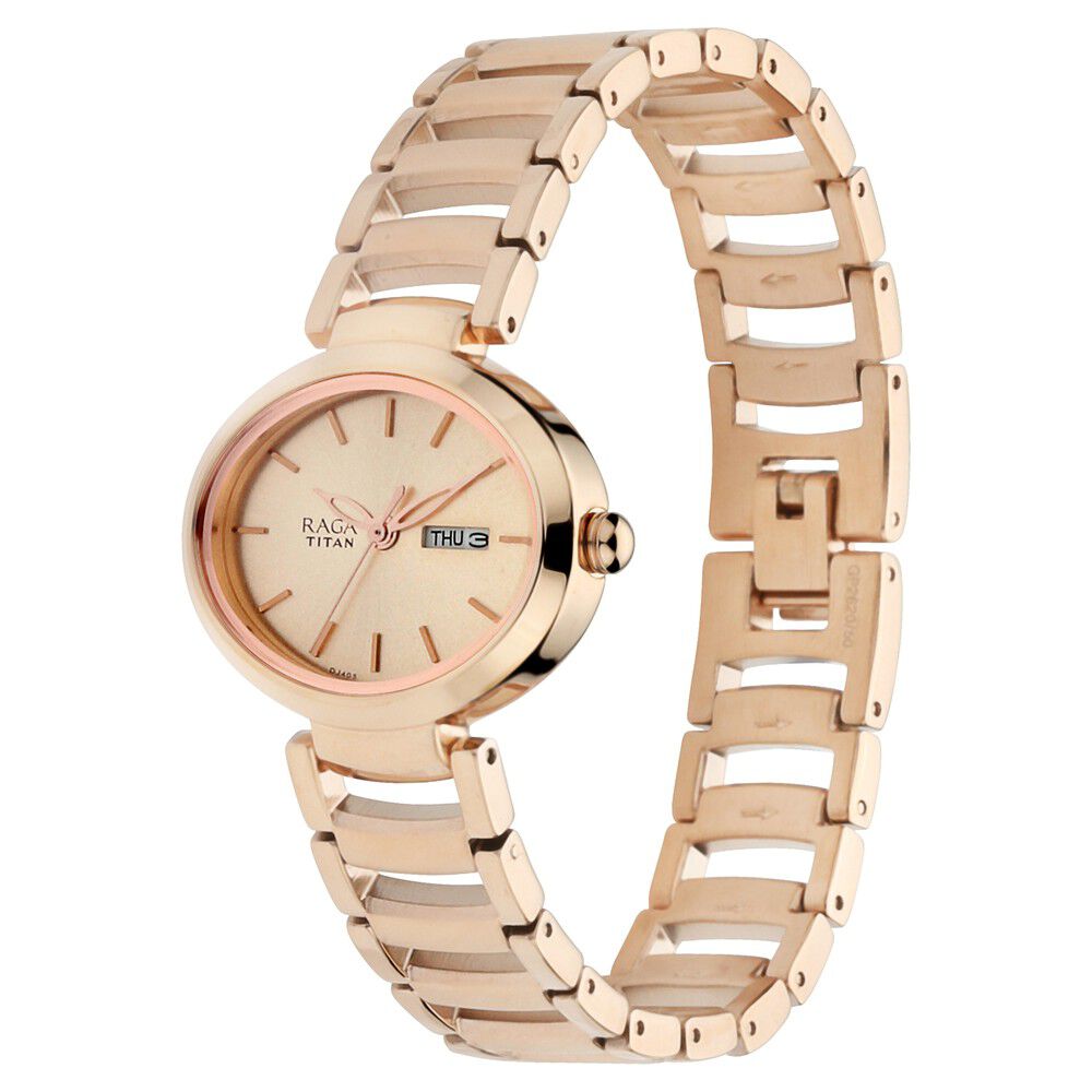 Titan Raga Viva Rose Gold Dial Women Watch With Metal Strap NS2620WM01