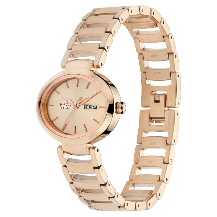 Titan Raga Viva Rose Gold Dial Women Watch With Metal Strap NS2620WM01