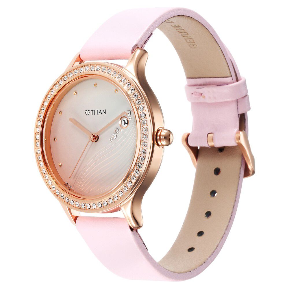 Titan Purple Glam It Up Pink Dial Analog with Date Strap Watch for Women - The Watch Factory ®