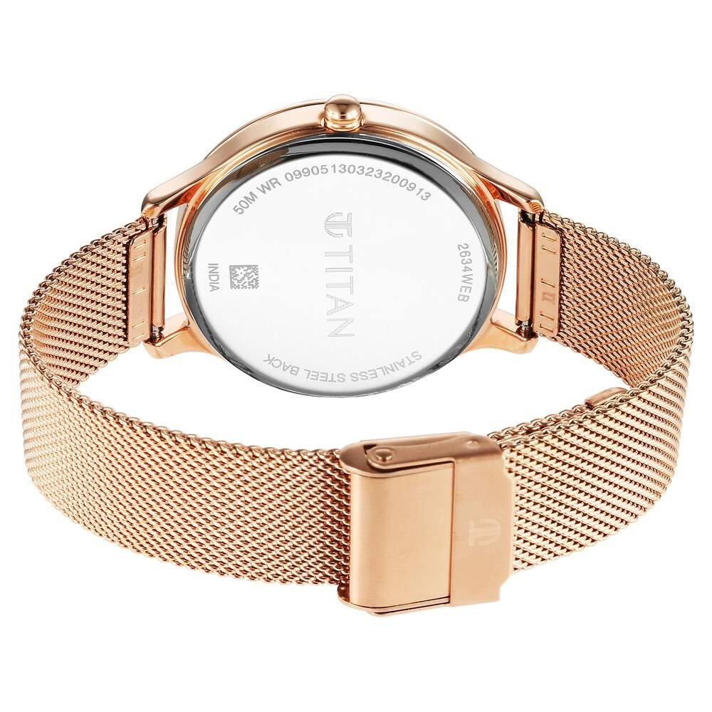 Titan Purple Glam It Up Pink Dial Analog with Date Stainless Steel Strap Watch for Women - The Watch Factory ®