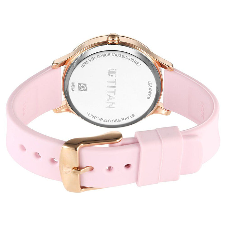 Titan Purple Glam It Up Pink Dial Analog with Date Silicone Strap Watch for Women - The Watch Factory ®