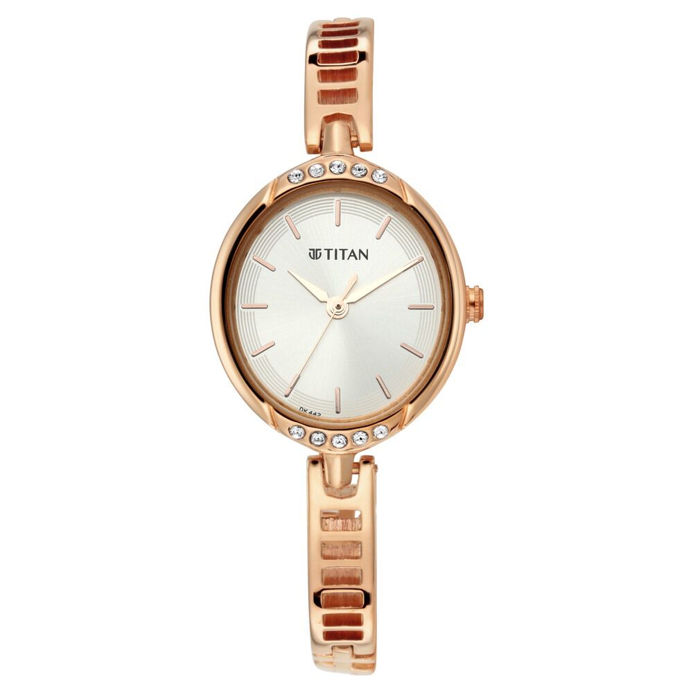 Titan Quartz Analog Silver Dial Metal Strap Watch for Women NS2637WM01