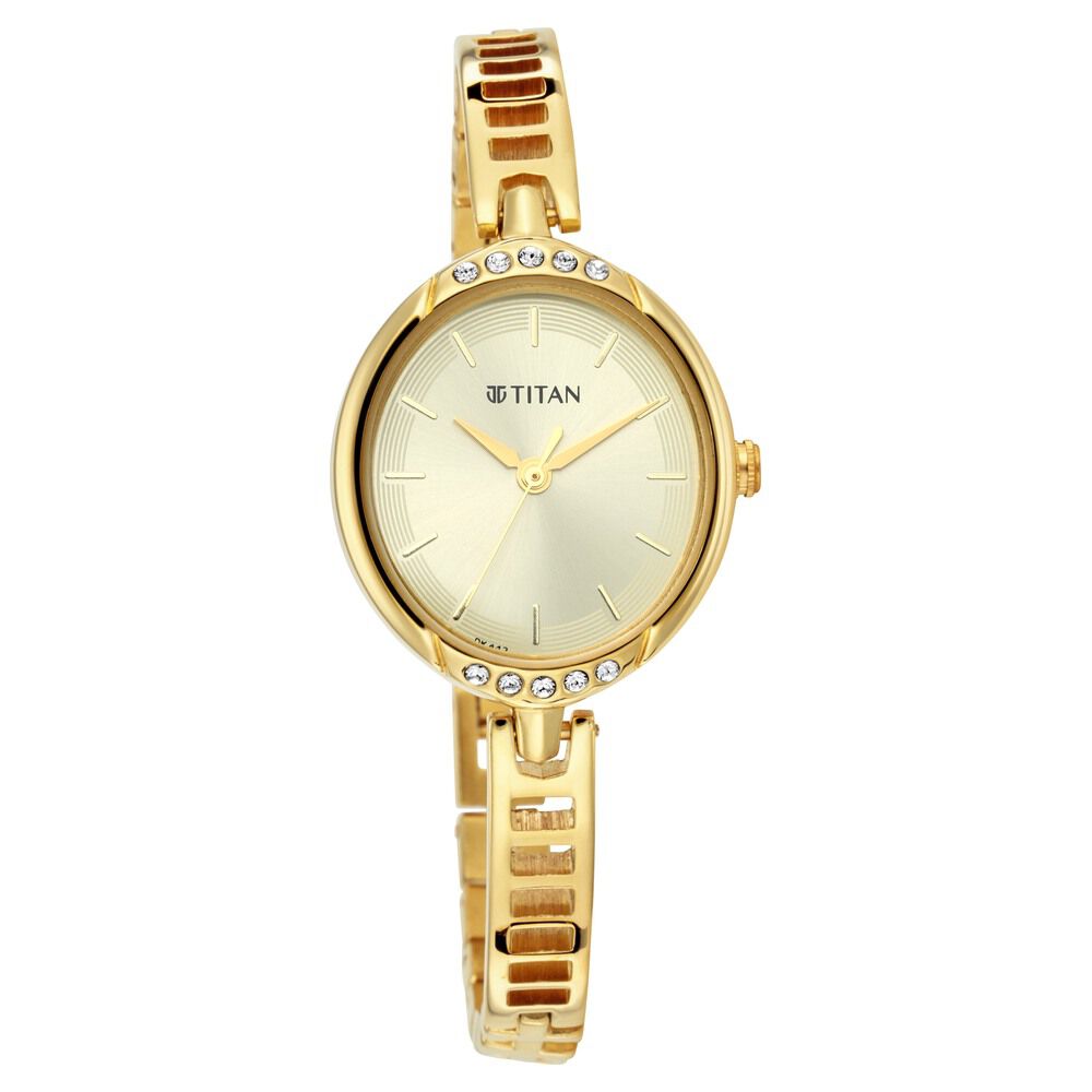 Titan Quartz Analog Golden Dial Metal Strap Watch for Women - The Watch Factory ®