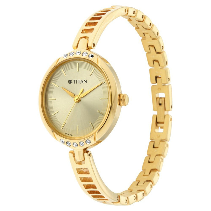 Titan Quartz Analog Golden Dial Metal Strap Watch for Women - The Watch Factory ®