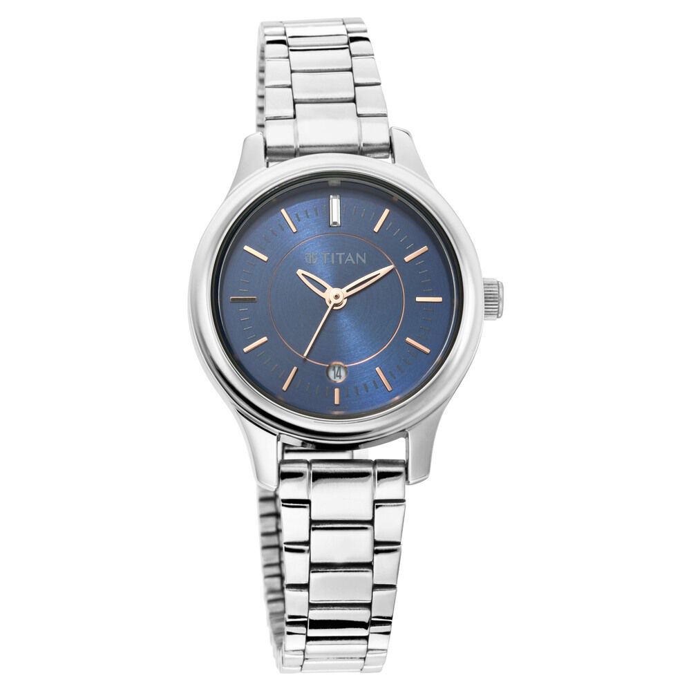Titan Quartz Analog with Date Blue Dial Metal Strap Watch for Women - The Watch Factory ®
