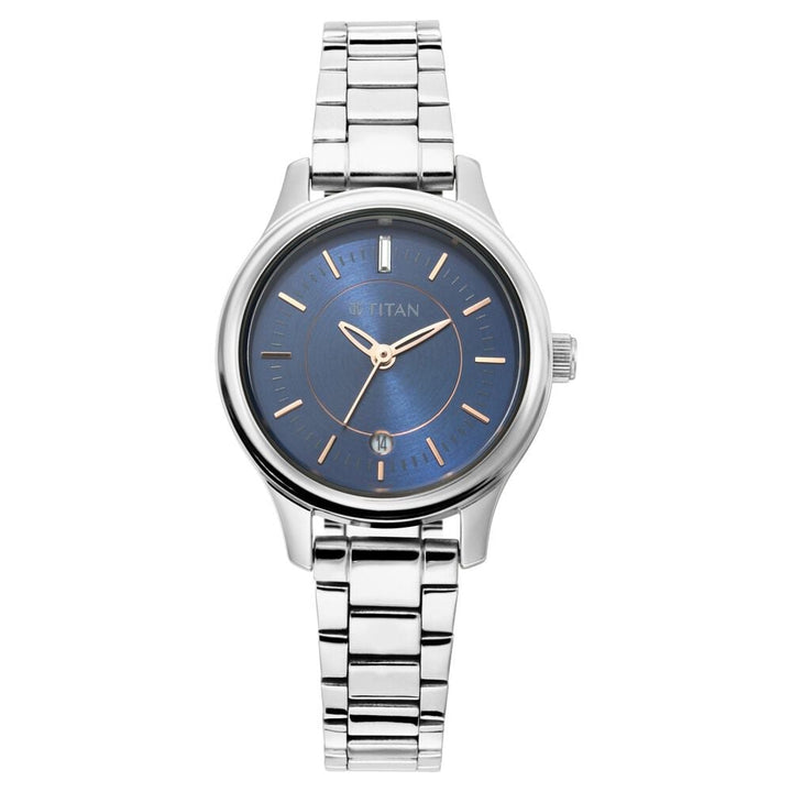 Titan Quartz Analog with Date Blue Dial Metal Strap Watch for Women - The Watch Factory ®
