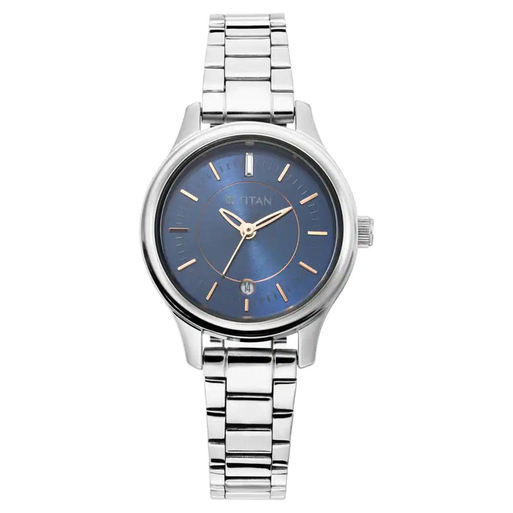 Titan Blue Dial Silver Stainless Steel Strap Watch NP2574SM01 / 2574SM01