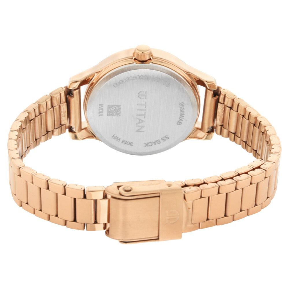Titan Quartz Analog with Date Rose Gold Dial Rose Gold Metal Strap Watch For Women - The Watch Factory ®