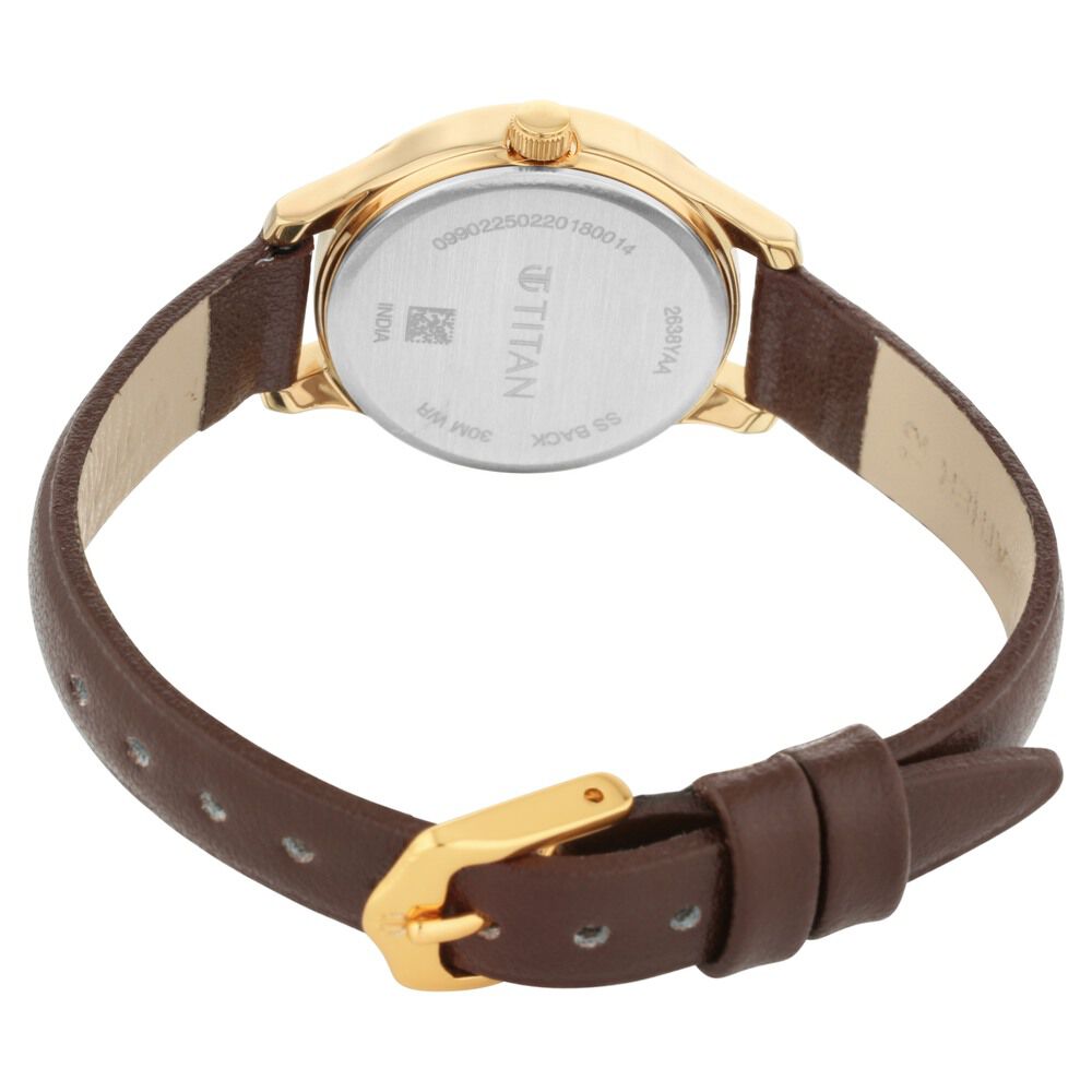 Titan Quartz Analog Black Dial Leather Strap Watch for Women NS2638YL01