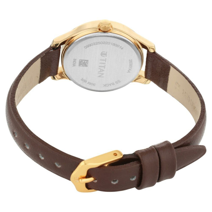 Titan Quartz Analog Black Dial Leather Strap Watch for Women NS2638YL01