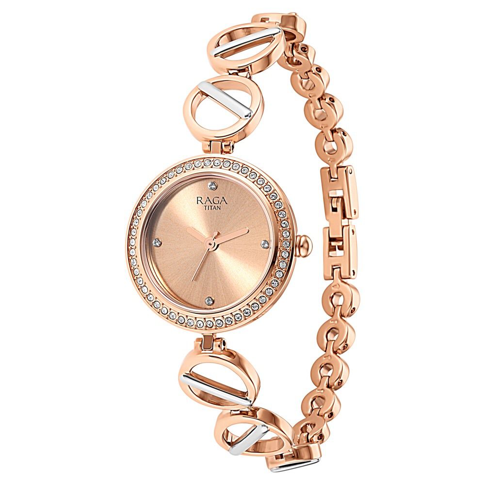 Titan Raga Viva Rose Gold Dial Women Watch With Metal Strap NS2643KM01