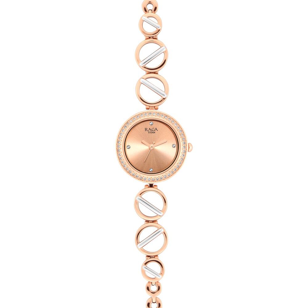 Titan Raga Viva Rose Gold Dial Women Watch With Metal Strap NS2643KM01