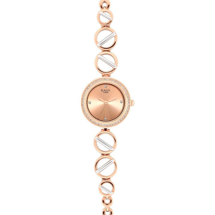 Titan Raga Viva Rose Gold Dial Women Watch With Metal Strap NS2643KM01