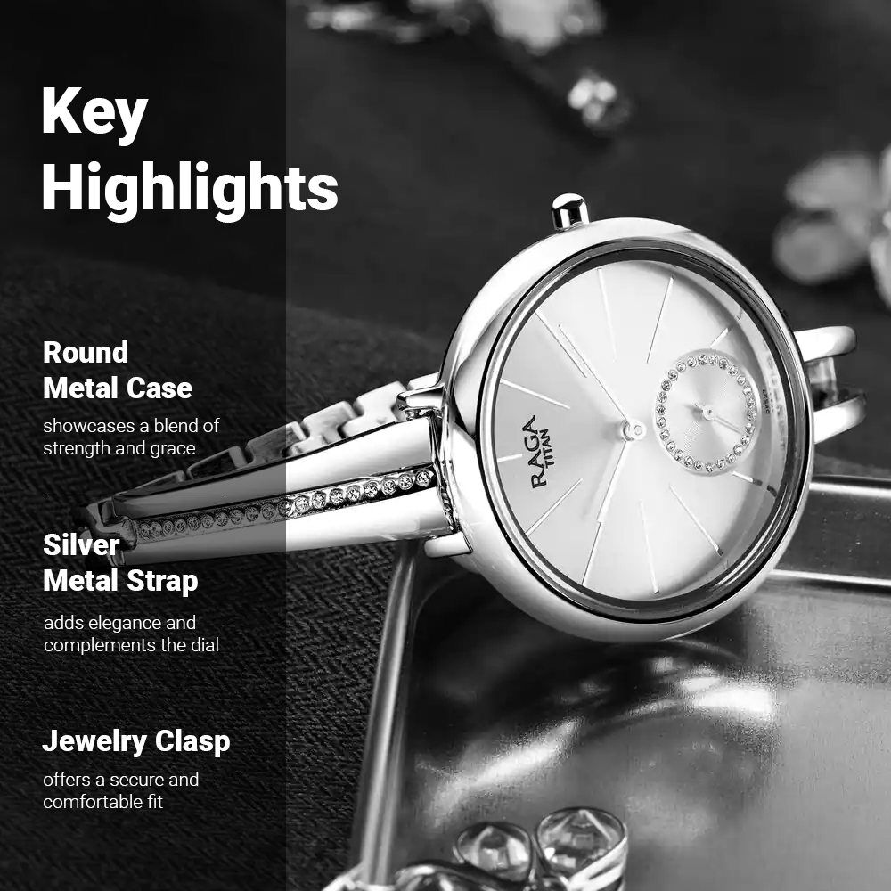 Titan Raga Viva Silver Dial Women Watch With Metal Strap NS2647SM01