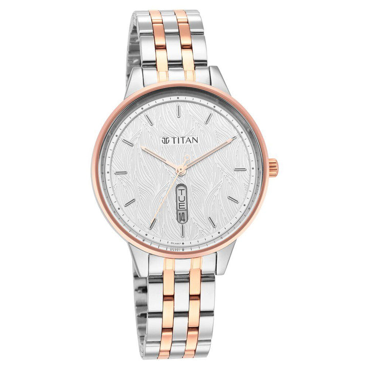 Titan Women's Precision Simplicity Watch: Grey Gradient Dial with Stainless Steel Strap NS2648KM01
