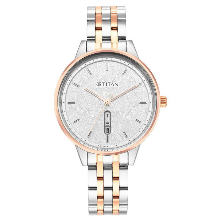 Titan Women's Precision Simplicity Watch: Grey Gradient Dial with Stainless Steel Strap NS2648KM01