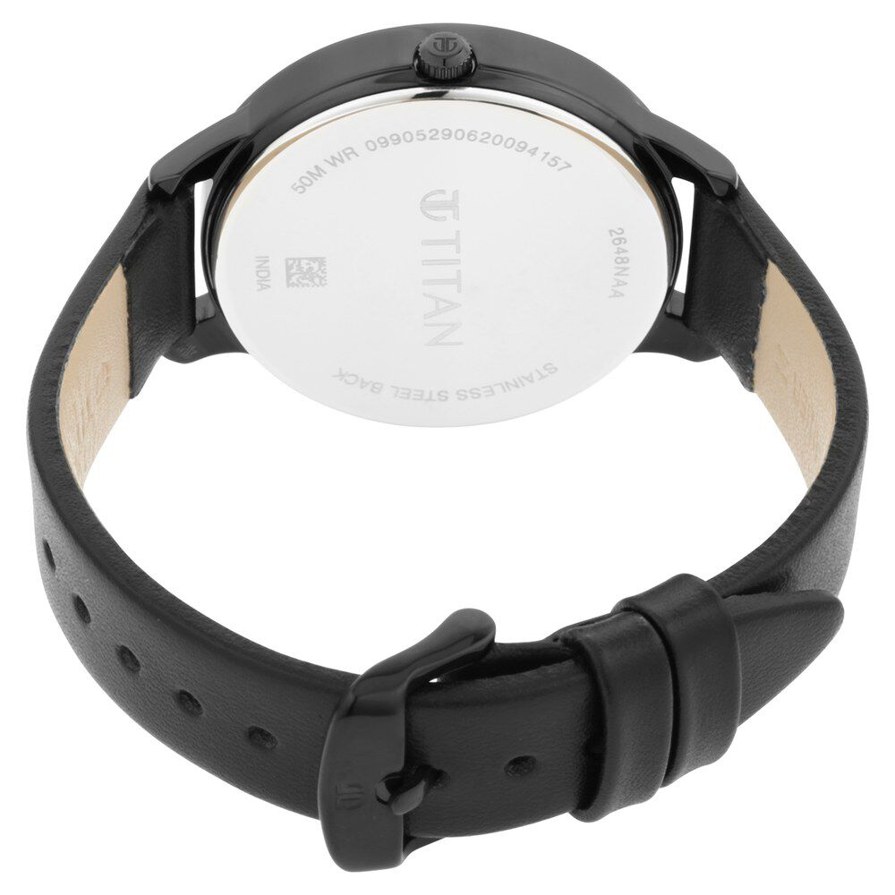 Titan Women's Precision Simplicity Watch: Black Gradient Dial with Leather Strap - The Watch Factory ®