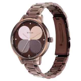 Titan Purple Glam It Up Brown Dial Stainless Steel Strap Watch 2648QM01 (DM407)