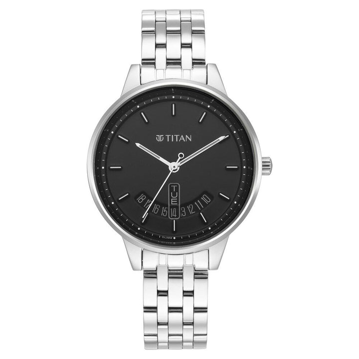 Titan Women's Precision Simplicity Watch: Black Gradient Dial with Metal Strap NR2648SM03