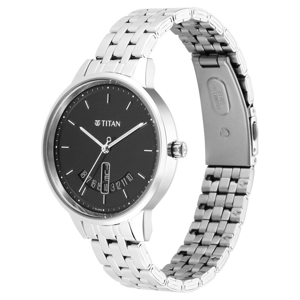Titan Women's Precision Simplicity Watch: Black Gradient Dial with Metal Strap NR2648SM03