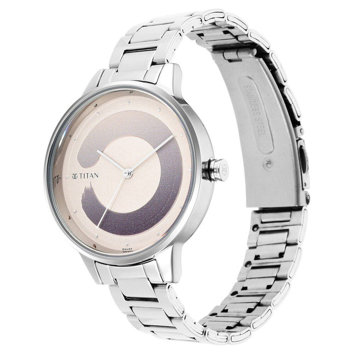 Titan Purple Glam It Up Brown Dial Women Watch With Stainless Steel Strap - The Watch Factory ®