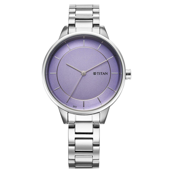 Titan Razzle Dazzle Quartz Analog Mauve Dial Stainless Steel Strap Watch For Women 2648SM12