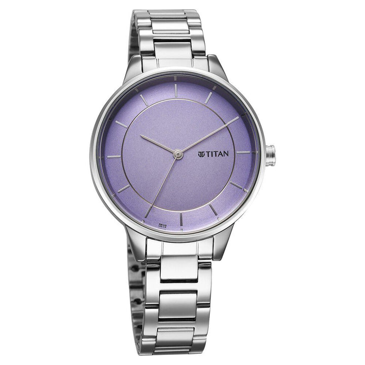 Titan Razzle Dazzle Quartz Analog Mauve Dial Stainless Steel Strap Watch For Women 2648SM12