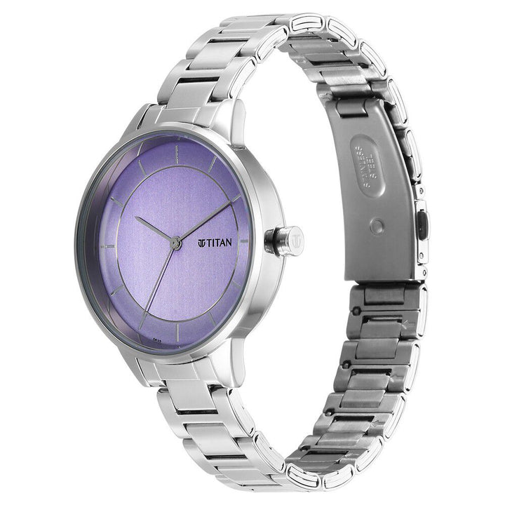 Titan Razzle Dazzle Quartz Analog Mauve Dial Stainless Steel Strap Watch For Women 2648SM12