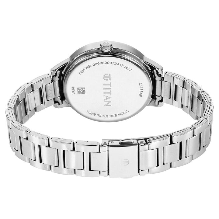 Titan Razzle Dazzle Quartz Analog with Day and Date Pink Dial Silver Stainless Steel Strap Watch For Women 2648SM13
