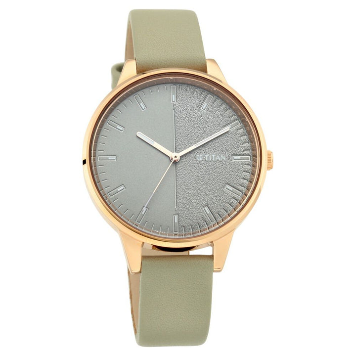 Titan Women's Precision Simplicity Watch: Green Gradient Dial with Leather Strap NS2648WL01