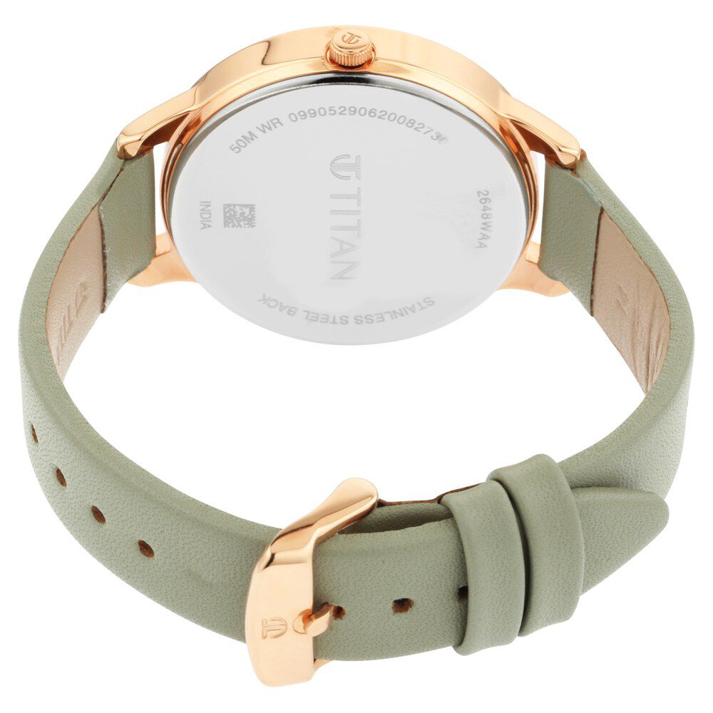 Titan Women's Precision Simplicity Watch: Green Gradient Dial with Leather Strap NS2648WL01