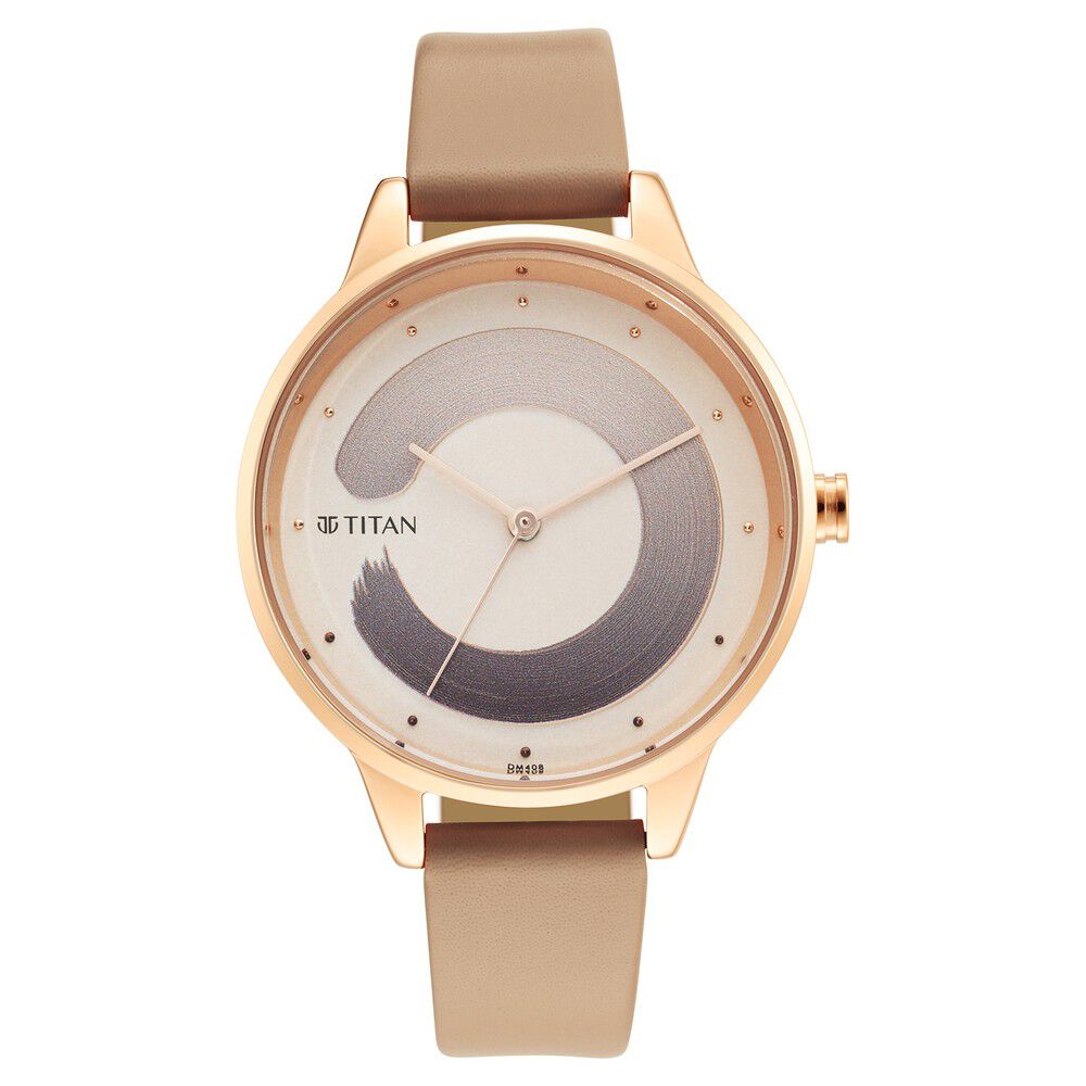 Titan Purple Glam It Up Rose Gold Dial Analog Leather Strap Watch for Women NS2648WL05