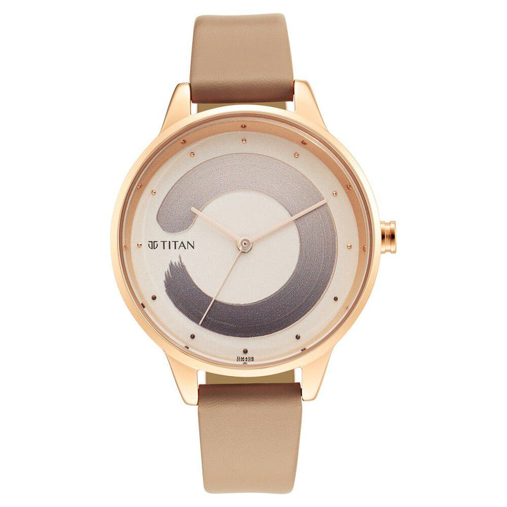 Titan Purple Glam It Up Rose Gold Dial Analog Leather Strap Watch for Women NS2648WL05
