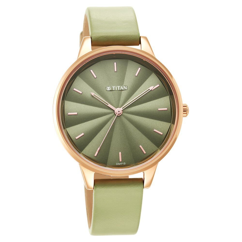 Titan Neo Green Dial Analog Leather Strap Watch for Women - The Watch Factory ®