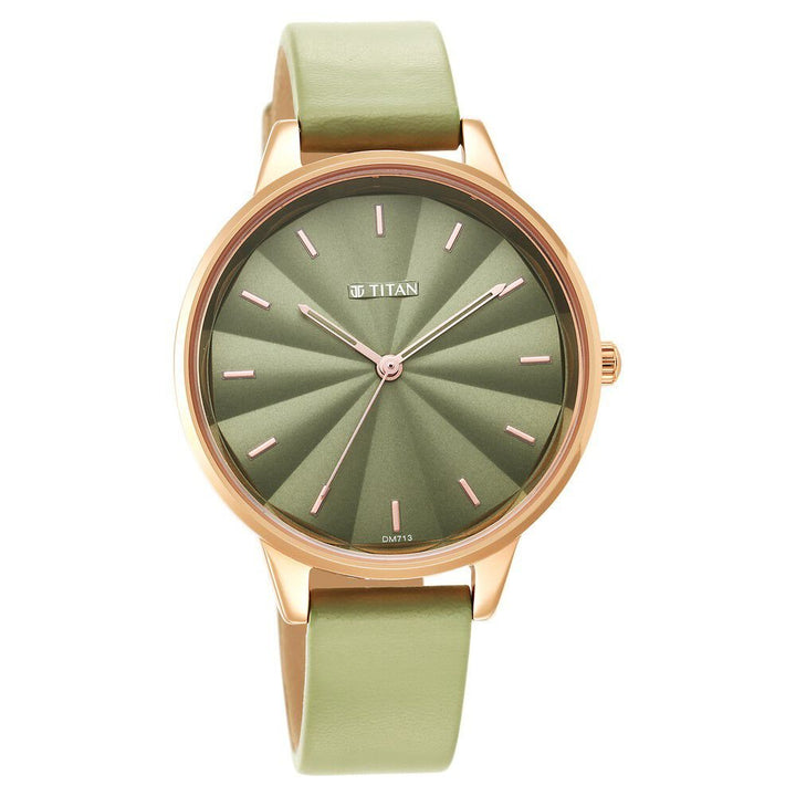 Titan Neo Green Dial Analog Leather Strap Watch for Women - The Watch Factory ®