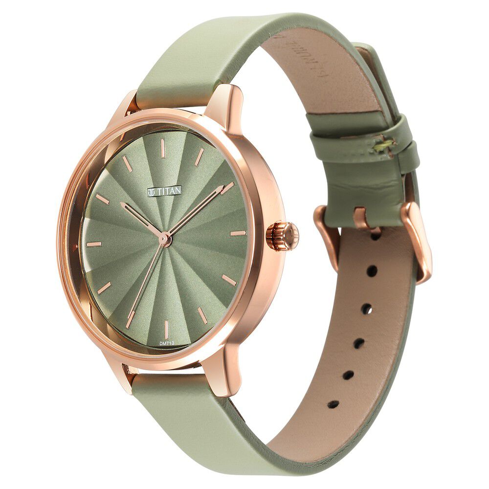 Titan Neo Green Dial Analog Leather Strap Watch for Women - The Watch Factory ®
