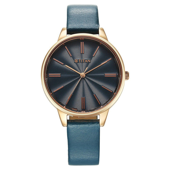 Titan Neo Quartz Analog Blue Dial Leather Strap Watch For Women